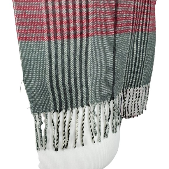 Christian Dior Monsieur: Vintage Plaid Scarf Stone Gray Red - Picture 8 of 9